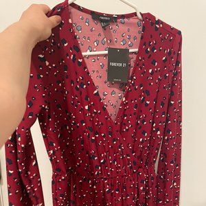 Red/Blue Cheetah Print V Neck Mini Dress Forever 21